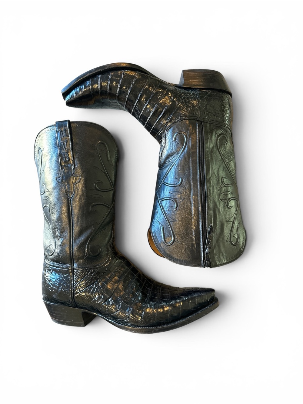 Lucchese Classics Custom Caiman Zip Cowboy Boots Men’s 11D Black w Box Bags - Picture 4 of 15
